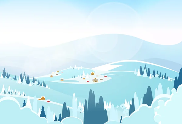 Paysage forestier hivernal — Image vectorielle