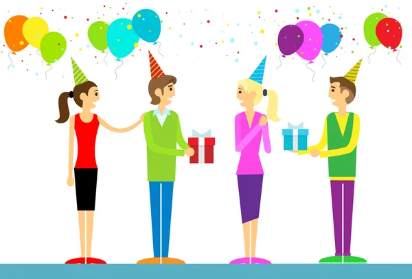 Joyeux anniversaire groupe occasionnel de personnes — Image vectorielle