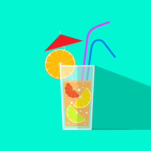 Cocktail mit Tuben und Früchten — Stockvektor