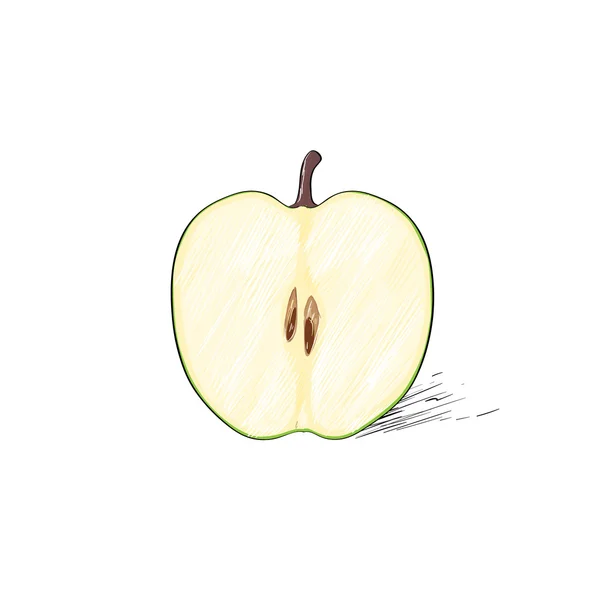 青苹果的一半 — 图库矢量图片