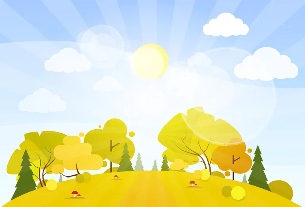 Otoño paisaje bosque de montaña — Vector de stock