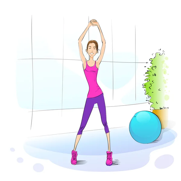 Pretty fitness woman — Stock Vector