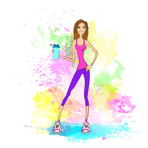 Pretty fitness woman — Stock Vector