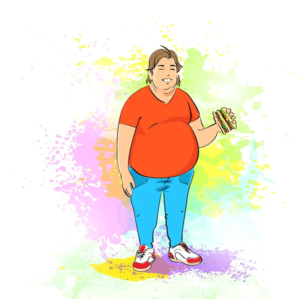 Fat overweight man — Stock Vector