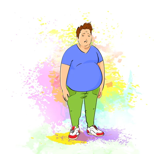 Hombre gordo con sobrepeso — Vector de stock