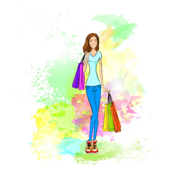 Woman with shopping  bags — Stock Vector