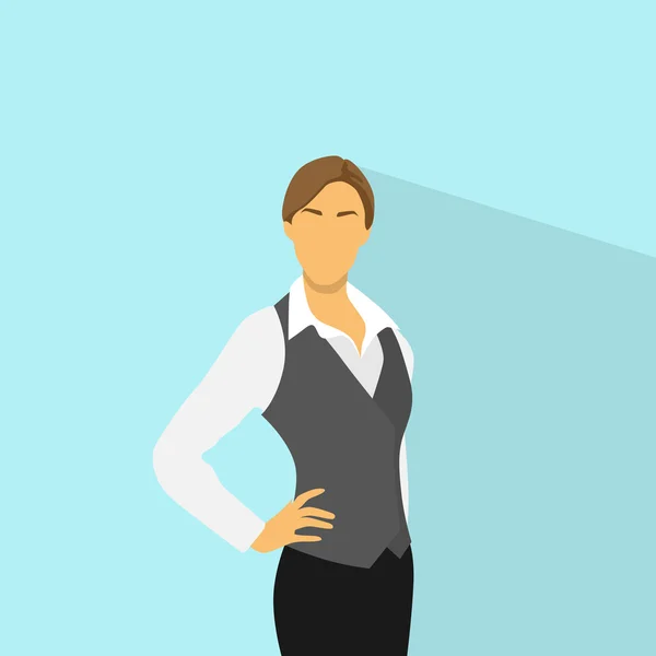 Mujer de negocios de pie en chaleco — Vector de stock