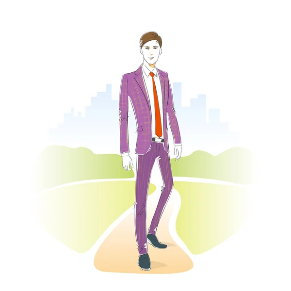 Fashion man in park outdoor — Stock Vector