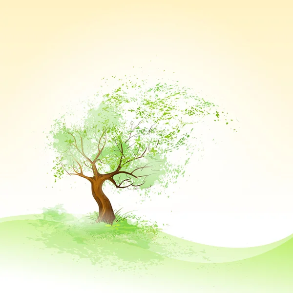 Árbol verde con hojas — Vector de stock