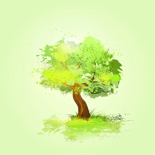 Green tree with leaves — Stock Vector