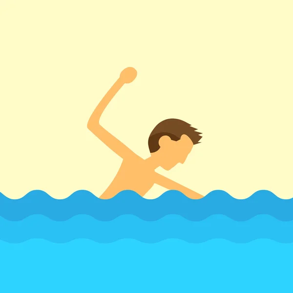 Mann schwimmt im Wasser — Stockvektor