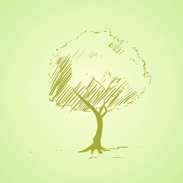 Green tree sketch — Stock Vector