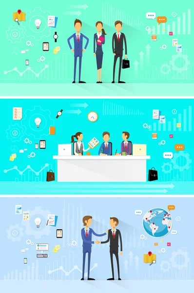 Grupo de personas de negocios conjunto de trabajo — Vector de stock