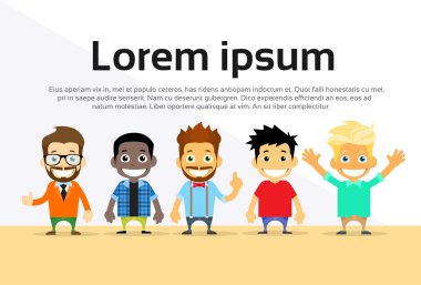 Çizgi film adam insanlar grubu küme gülümseme kişi karakter