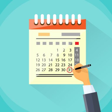 Takvim ve el çizim kalem ile