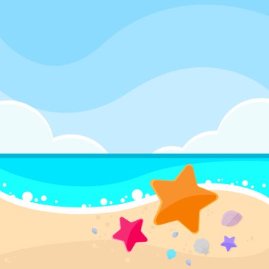 Sahilde deniz yıldızı ile tatil tropikal