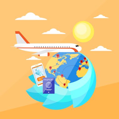 Tatil gezi rezervasyon bilet Online uçak uçuş, Dünya Haritası