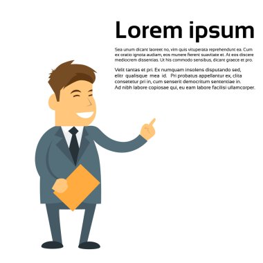 gülümseyen ve işaret eden işadamı
