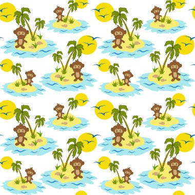 Ağaçlar ve maymunlar Seamless Modeli palms