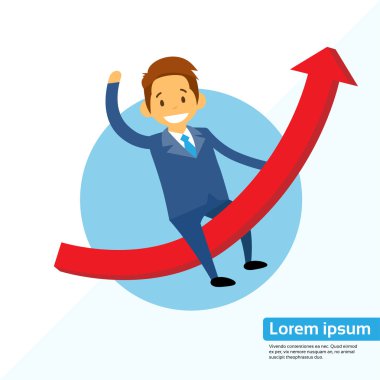 Grafik üzerinde oturan işadamı