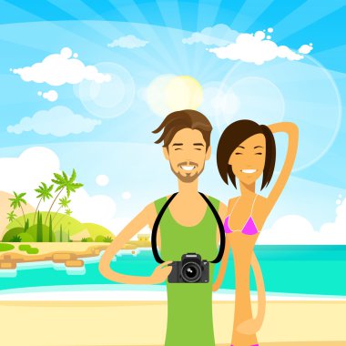 Yaz çifte denizde tatil seyahat