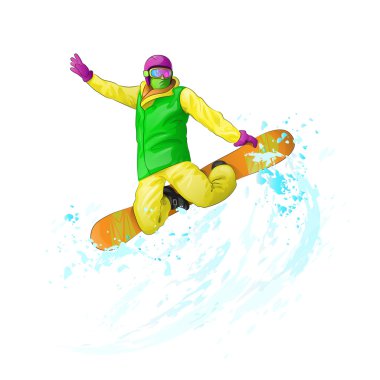 Aşağı kayan snowboarder