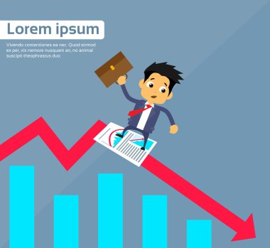 İşadamı mali grafikte aşağı kayar