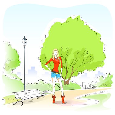 Parktaki kadın moda