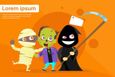 Cadılar Bayramı Selfie fotoğraf sopa ile