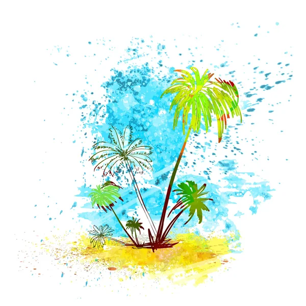 Palm Tree tropische eiland — Stockvector