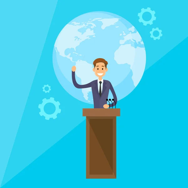 International Leader at Press Conference — Stock Vector