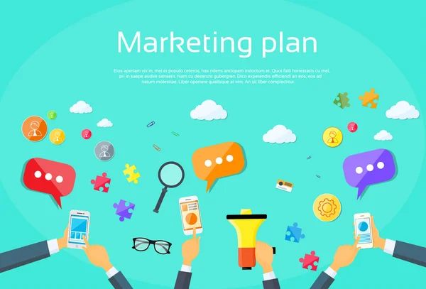 Plano de marketing digital — Vetor de Stock