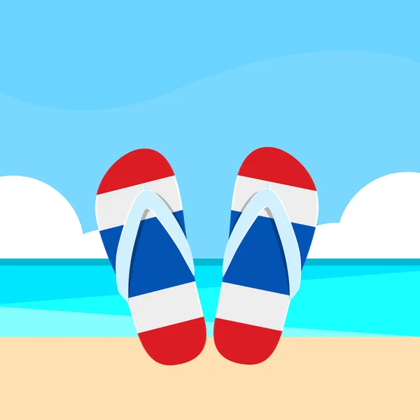 Tongs sur Summer Beach — Image vectorielle