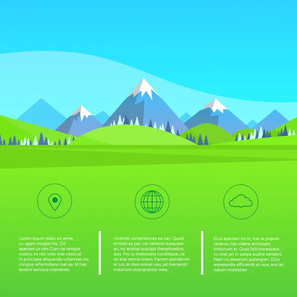 Berg och grönt gräs landskap — Stock vektor