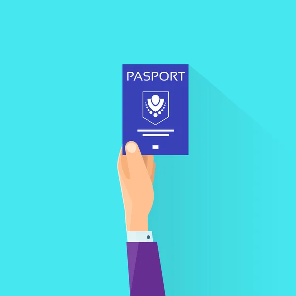 Homme d'affaires tenant à main Passeport — Image vectorielle