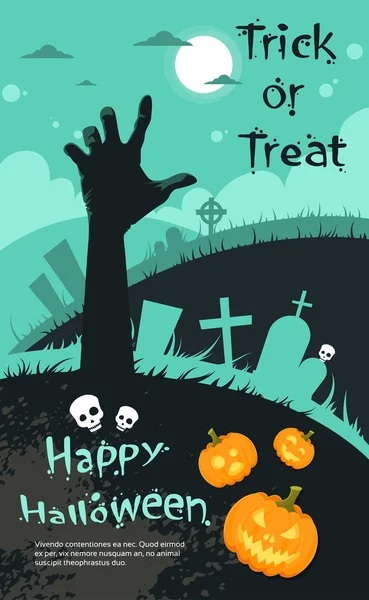 Halloween fundo com cemitério —  Vetores de Stock