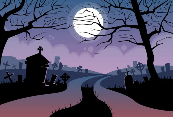 Halloween fundo com cemitério — Vetor de Stock