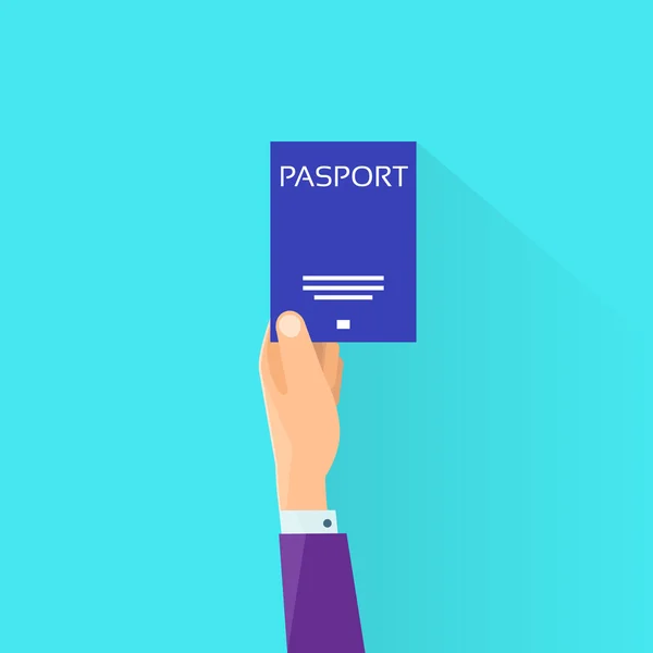 Empresário mão segurando Passaporte — Vetor de Stock