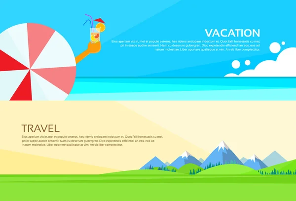 Paraguas y cóctel en verano — Vector de stock