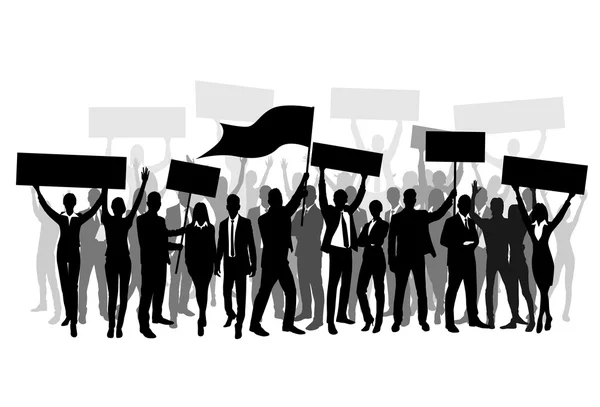 Protest People Crowd Silhouette — Stock Vector