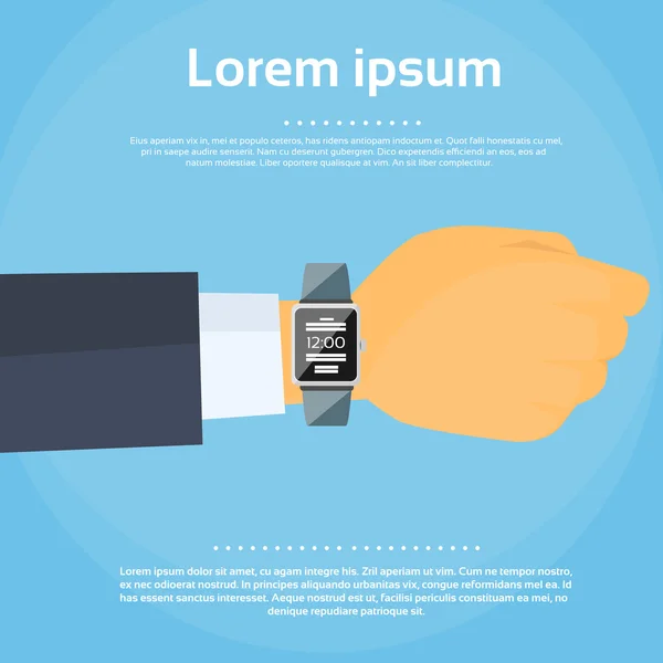 Zakenman Hand met Smart Watch — Stockvector