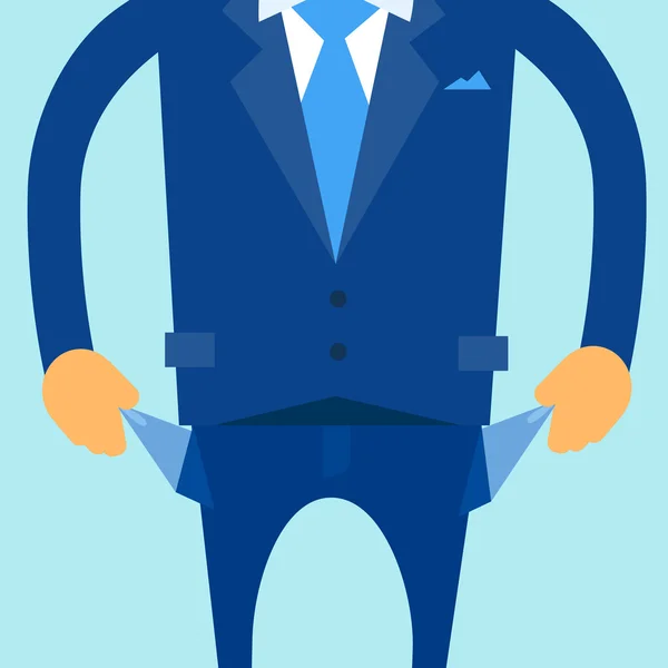 Businessman Show Empty Pocket — Stock Vector