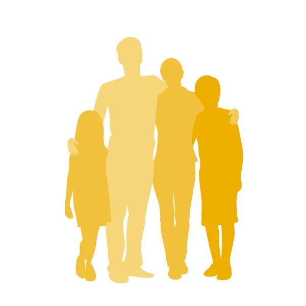 Paar mit zwei Kindern umarmt — Stockvektor