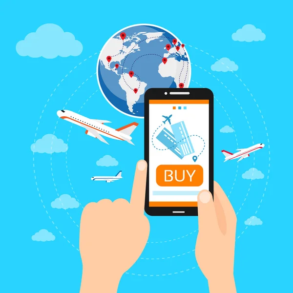 Buy Ticket Online by Smart Phone — Stock Vector