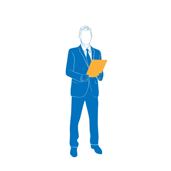 Silhouette bleue de l'homme d'affaires en costume — Image vectorielle