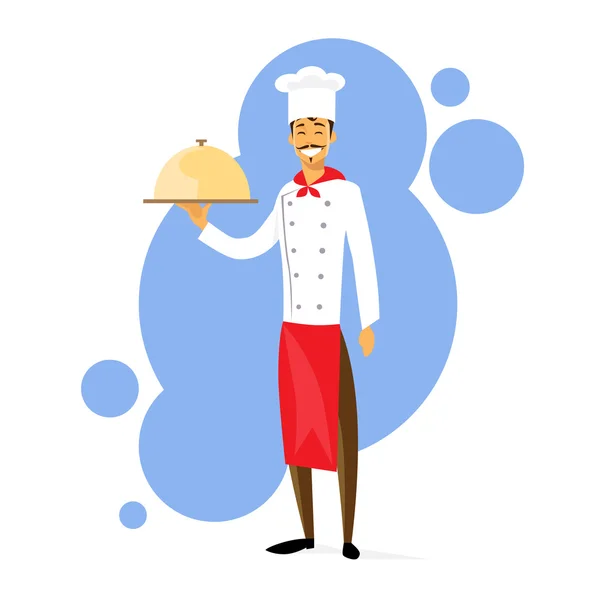 Cartoon Chef Cook with Dish — Stock Vector