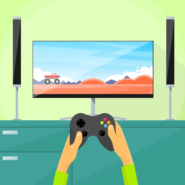 Gamer Play Video Game — Stock Vector