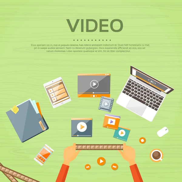 Video Editor işyeri — Stok Vektör