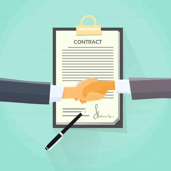 Poignée de main d'homme d'affaires avec la signature du contrat — Image vectorielle