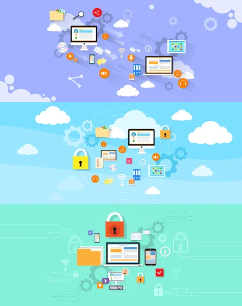 Laptop, negócio, conjunto de ideias —  Vetores de Stock